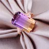 14k rose gold color gemstones rings for women citrine amethyst crystal zircon diamonds luxury cocktail party bague jewelry gift2249732