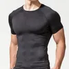 Camisetas masculinas masculinas de secagem rápida fitness camisetas esportivas ao ar livre escalada mangas curtas meia-calça musculação academia trem compressão tops