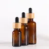 Amber White Glass Dropper Bottle Sample Vial with Bamboo Cap for Essential Oils Perfume Cosmetic Liquids