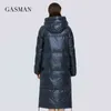 GASMAN manteaux d'hiver pour femmes Longues doudounes chaudes mode Parka à capuche noir Coupe-vent doudoune femme outwear 027 211216