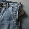 Summer Mens Slim Fit Short Jeans Fashion Cotton Stretch Vintage Denim Shorts Grey Blue Short Pants Male Brand Clothes 210322