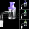 Beracky Roken Beveled Edge Quartz Banger met Glas UFO Carb Cap / Terp Pearls 4mm Bottom 25mmod Nails voor DAB Oil Rigs Water Bongs