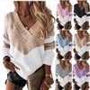 20 Colors Womens Sweaters Ladies Sexy Sweater Women V-neck Lace Pullover Long Sleeve Solid White Jumper Warm Winter Autumn