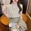 Summer Sleeveless V-neck Camisole Women's Shirt Chiffon Solid Color Top and Blouse Korean Female Vest 14500 210508