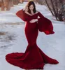 Fotografia macierzyńska Props suknia macierzyńska sesja zdjęciowa seksowna boho bez barku rękawy dzwonowe maxi długa sukienka ciąża syrena
