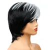ショートボブ合成ウィッグブラックホワイトミックスカラーPerruques de Cheveux Hampainsシミュレーション女性Wig-204のためのヒトレミーヘアウィッグ