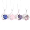 WOJIAER Natuursteen Hangers Meerdere Materialen Ronde Bal Kraal Dragon Claw Crystal Reiki Chakra Hanger Sieraden Gift BN309