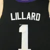 Nikivip Weber State Wildcats College Damian Lillard #1 Maglia da basket retrò nera Cucita personalizzata da uomo con qualsiasi numero Nome maglie