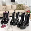 Designer Dames Laureaat Laarzen Merk Flamingo's Liefde Pijl Medaille Martin Boot Winter Leer Grove Hak Schoenen Woestijn Chunky Hakken Booties