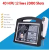 Portable High Intensity Focused Ultrasound 4D HIFU 12 Linjer Machine 20000 Skott Ansiktshud Dra åt skinkor Lyftande rynkborttagning Skönhetssalong