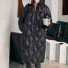 Manteau Parkas femme mi-long vestes d'hiver femmes grande taille col montant femme brillant coupe-vent à fermeture éclair bidirectionnelle pardessus vêtements d'extérieur Lu