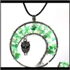 Necklaces 7 Chakra Quartz Natural Stone Tree Of Life Owl Necklace Multicolor Pendant Charms Fashion Jewelry Drop Ship 380013 2H8Nb 93Fjy