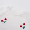 Baby Knitted Woolen Jumpsuit Girls Cherry Long-sleeved Infant Bag Fart Warm Romper 210515