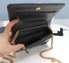 Klassiskt lyxmodemärke plånbok vintage lady brun läder handväska designer kedja axelväska med låda hela 02276p
