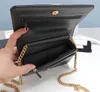 Classic luxury fashion brand wallet vintage lady brown leather handbag designer chain shoulder bag with box whole 02322T