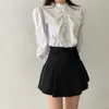 Kvinnor Chiffon Vintage Lolita Style Spliced ​​Ruffled Shirt O-Neck Pleated Lace Princess Long-Sleeves B3069 210514