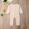 Pudcoco US Stock 4 Colors 0-24M Newborn Baby Girls Boys Romper Solid Long Sleeve Cotton Jumpsuit Autumn Outfits Sunsuit Clothes G1221