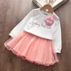 Flickor Party Dresses Höst Polka Dot Dress Sweet Voile Outfits Kids Spring Clothing Passar Baby 210429