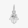 100 % 925 Sterling Silver Skyddande Hamsa Hand Dangle Charms Passar Pandora Original European Charm Armband Mode Kvinnor Bröllop Förlovning Smycken Tillbehör