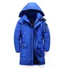 Winter Men's Long White Duck Down Jacket Fashion Hooded Thick Warm Coat Male Big Red Blue Black Brand Clothes 211129