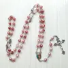 Örhängen Halsband Qigo Red Acrylic Vintage Cross Rosary Armband Set Lång religiösa smycken uppsättningar för män Kvinnor