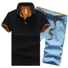 Sommar Herrtröjor Casual TrackSuit Fashion Short Sleeve Shirt Man Märke Business Mens Kläder 2 stycken Sweatsue Män Shorts 211006