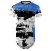 YOUTHUP 3D T-shirt Männer Runde Saum T-shirt Farbe Muster Design Herren Tops Hip T-shirt Männliche Streetwear Lange Linie Shirts für Sommer 210324