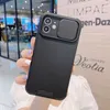 Casos de telefone de moda com lente de janela deslizante para iPhone 13 12 11 pro max xr xs x 7 8 mais choque à prova de choque transparente sete cores de silicone disco de tampa traseira dura