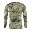 Taktik Kamuflaj Uzun Kollu T Shirt Erkekler Nefes Hızlı Kuru O-Boyun Spor T Gömlek Multicam Camo Ordusu Askeri T-Shirt 210726