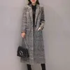 Spring Autumn Women's Wool Plaid Coat Fashion Long Slim Type Female Winter Jackets Outw 210514