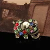 Pins, Brooches JINGLANG Punk Style Animal Metal Pins Retro Rhinestone Elephant Head For Men Women Decoration Jewelry