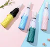 New Vinyl Folding Sun Protection Umbrellas Compact Solid Color Travel Female Rain Automatic 3 Fold Umbrella