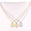 2020 Rostfritt stål hjärtformat halsband kort kvinnliga smycken 18k guld titan persika hjärta halsband hänge för kvinna H1027