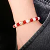 Luxury Fashion Adjustable Bracelet Red Stone Beads White Alabaster Beaded Hand Knitted Bracelet Jewelry Gift