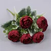 ONE Fake Flower Autumn Peony (6 Heads/Bunch) 14" Lngth Simulation Round Rosa for Wedding Home Decorative Artificial Flowers