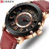 Curren Style Watches New Casual Sport Quartz Clock Male Army Military Leather Wristwatch Men's Colorful Fashion Man Design Watch Q0524