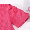 Sommarbarn sätter Casual Short Sleeve Rosa Solid T-shirt Svart Hip Wrap Skirt Söt 2PCs Tjejer Kläder 1-6T 210629