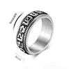 Acredite em aço inoxidável de seis caracteres de mantra ring rings anel rotativo para homens mulheres moda jóias finas