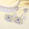 Boucles d'oreilles à tige yeux maléfiques bleus pour femmes et filles, Design de mode, strass en cristal, pendentifs en laiton glacé, or Rose Sil4746054