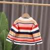 Осенний детский свитер для мальчика пальто 2021 новая полоса повседневная детская теплая одежда детская верхняя одежда вязаный пуловер девушка свитер Y1024