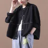 Arrival Autumn Arts Style Women Single Breasted Loose Short Coat All-matched Casual Cotton Solid Jackets Big Size M492 210512