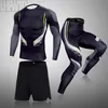 Heren Compressie Running Set Tight Legging Shirt Pant Lange Mouwen Kleding Trainingspak Pak Man Winter Sport Thermal Ondergoed 211109