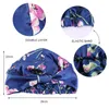 Satin imprimé fleuri Double couche Bonnet noué Style nuit bonnet de sommeil pour les femmes bonnet de soin des cheveux bonnet chimio doux couvre-chef