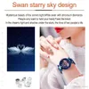 Moda Feminina Swan Relógio Ímã Roxo Milão Malha Alta Mulher Diamante Relógios Tik Tik Pares Menina Vestido Relógio de Relógio Waterwatch