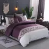 Conjuntos de cama de linho de algodão de três peças 100% conjunto completo rei Rainha Tamanho impresso Bordado Bordado Cobertura Caso de travesseiro Marca Cama Chic Bed Edredons Suprimentos em estoque