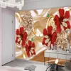 3d Floral Wallpaper Wall Papers Luxury Diamond Red Flower Mural Home Improvement Living Room Bedroom Kitchen Painting Wallpapers