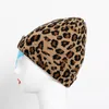Moda leopardo impresión sombrero de invierno lana caliente sombrero de punto para mujer de alta calidad adultos suave estiramiento de leopardo gorros gorras gorra rrf11680