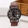 Armbandsur Luxry Brand Hollow Gravering Wristwatch för män Skelett Klocka Man Saat Kvinnor Quartz Business Fashion Leather Band Clock