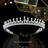 Asnora Tiara Cubic Cyrkonia Kobieta Wydłużenie Pearl Crown Bridal Biżuteria Parada Stroik Full Wedding Hair Akcesoria X0625