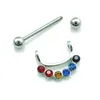 Fashion Silver Pole Colorful Rhinestone Semicircle Nipple Rings for Women Body Jewelry